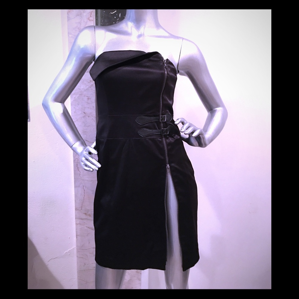 Bebe dress - strapless with fold-ove neckline